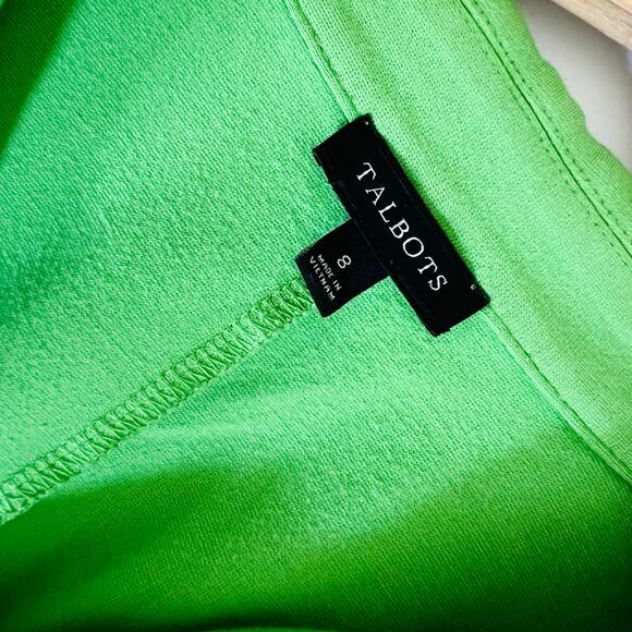 Talbots Collared Three Quarter Sleeve Belted Dress Size 8 Green - Picture 3 of 6